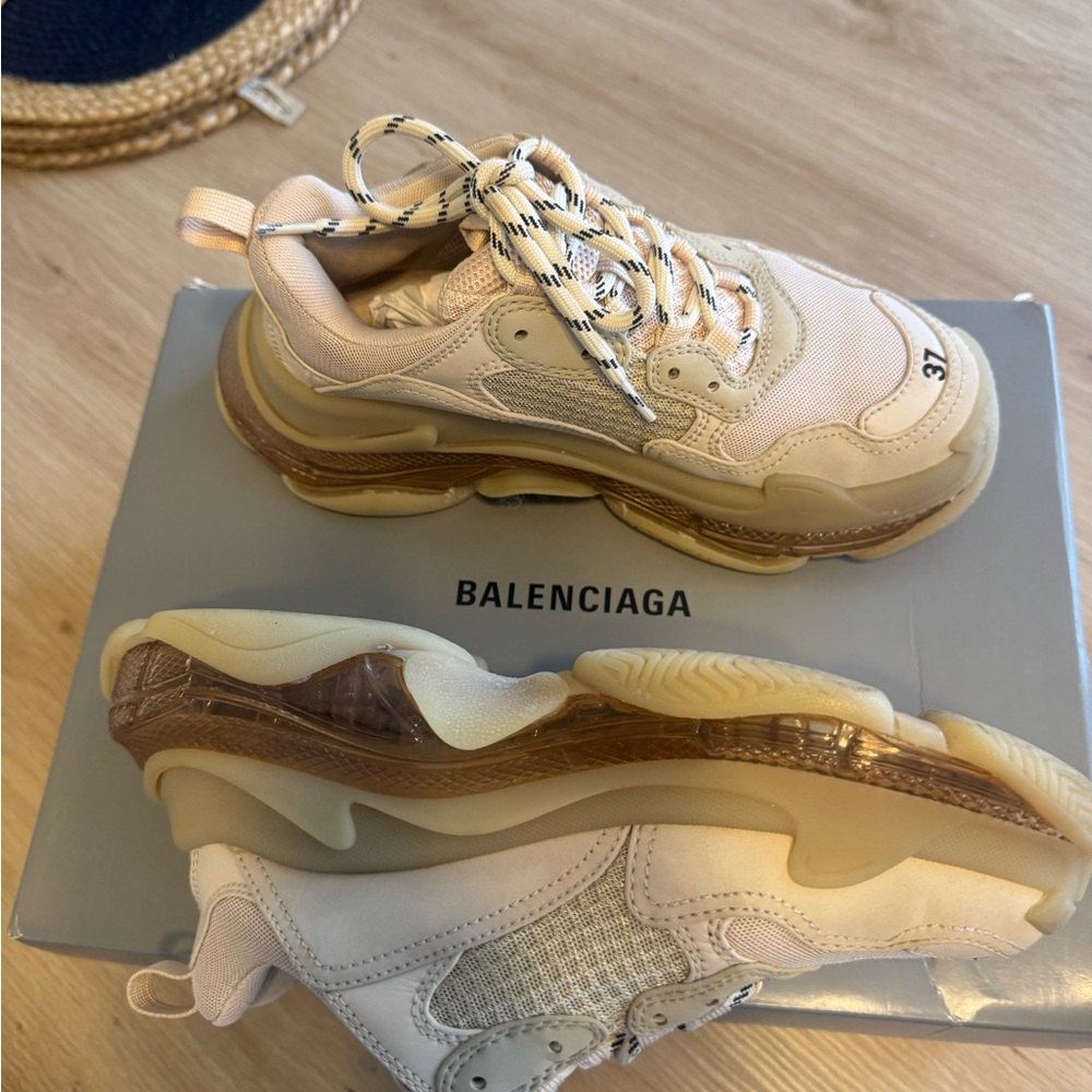 Balenciaga Cream and Tan Sneakers
